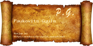 Paukovits Gyula névjegykártya